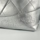 Chanel Club Monaco Shopping Tote Quilted Lambskin Large in Silver