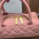 Chanel Matelasse Caviar Leather Bowling Handbag in Pink