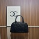 Chanel Matelasse Caviar Leather Bowling Handbag in Black