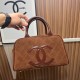 Chanel Matelasse Caviar Leather Bowling Handbag in Mocha