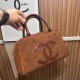 Chanel Matelasse Caviar Leather Bowling Handbag in Mocha