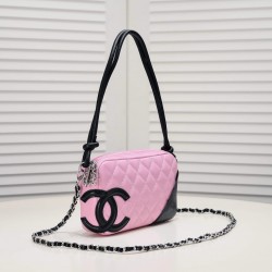 Chanel Cambon Pochette Quilted Leather in Pink