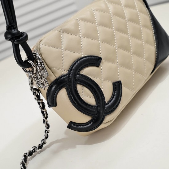 Chanel Cambon Pochette Quilted Leather in Beige