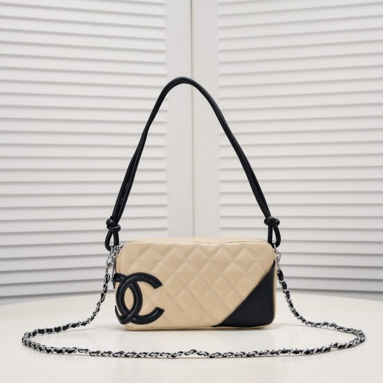 Chanel Cambon Pochette Quilted Leather in Beige