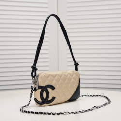 Chanel Cambon Pochette Quilted Leather in Beige