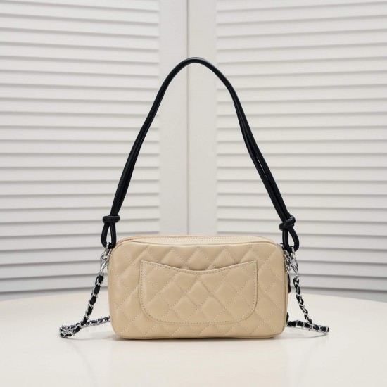 Chanel Cambon Pochette Quilted Leather in Beige