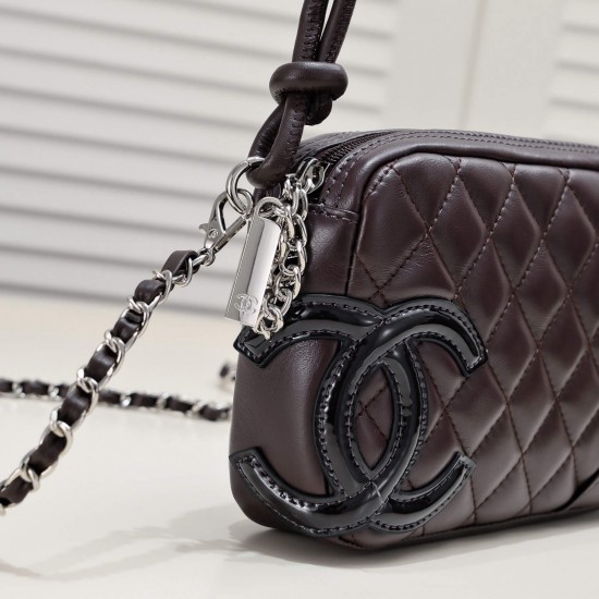 Chanel Cambon Pochette Quilted Leather in Brown