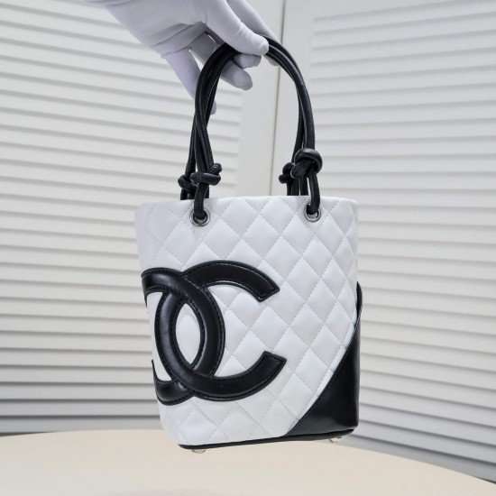 Chanel Cambon Tote Shopping Bag in White