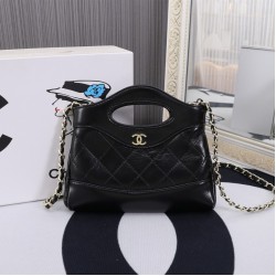 Chanel Leather CC Shoulder Bag in Black