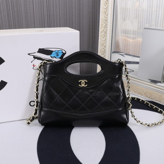 Chanel Leather CC Shoulder Bag in Black