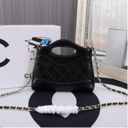 Chanel Leather CC Shoulder Bag in Black