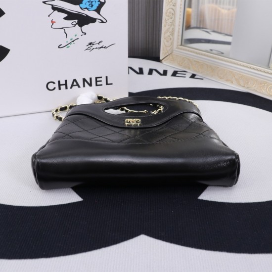 Chanel Leather CC Shoulder Bag in Black