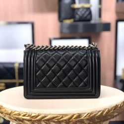 Chanel Boy Flap Mini in Quilted Lambskin - Black with Silver Hardware