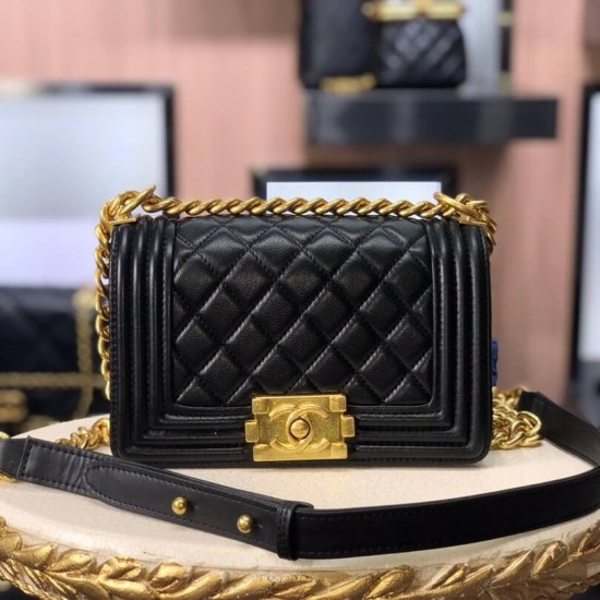 Chanel Boy Flap Mini in Quilted Lambskin - Black with Gold Hardware