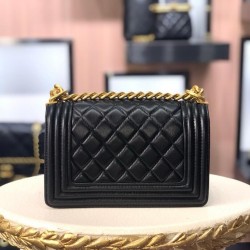 Chanel Boy Flap Mini in Quilted Lambskin - Black with Gold Hardware