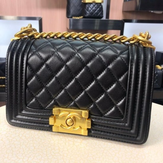 Chanel Boy Flap Mini in Quilted Lambskin - Black with Gold Hardware