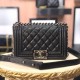 Chanel Boy Flap Mini in Quilted Caviar Lambskin - Black with Silver Hardware