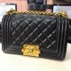 Chanel Boy Flap Mini in Quilted Caviar Lambskin - Black with Gold Hardware