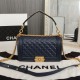 Chanel Boy Flap Medium in Quilted Lambskin - Navy Blue with Gold Hardware