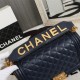 Chanel Boy Flap Medium in Quilted Lambskin - Navy Blue with Gold Hardware