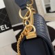 Chanel Boy Flap Medium in Quilted Lambskin - Navy Blue with Gold Hardware