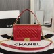 Chanel Boy Flap Medium in Quilted Lambskin - Red with Gold Hardware