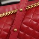 Chanel Boy Flap Medium in Quilted Lambskin - Red with Gold Hardware