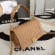 Chanel Boy Flap Medium in Quilted Lambskin - Beige with Gold Hardware