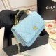 Chanel 22S Quilted Caviar Top Handle Wallet On Chain