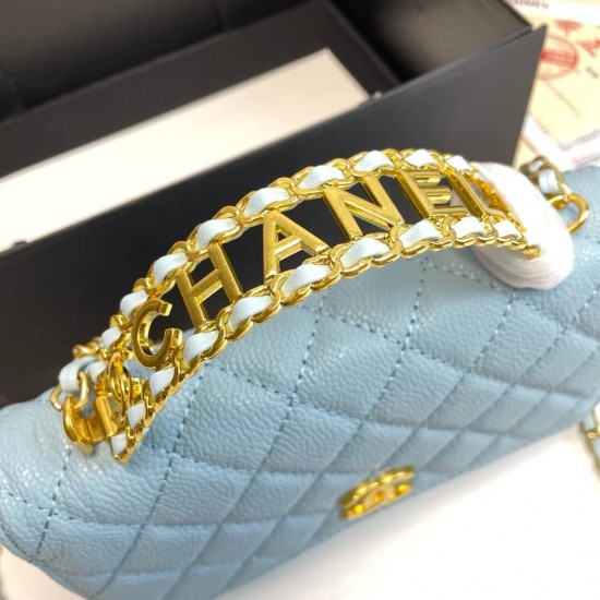 Chanel 22S Quilted Caviar Top Handle Wallet On Chain