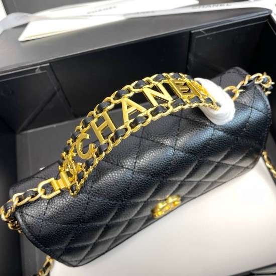 Chanel 22S Quilted Caviar Top Handle Wallet On Chain