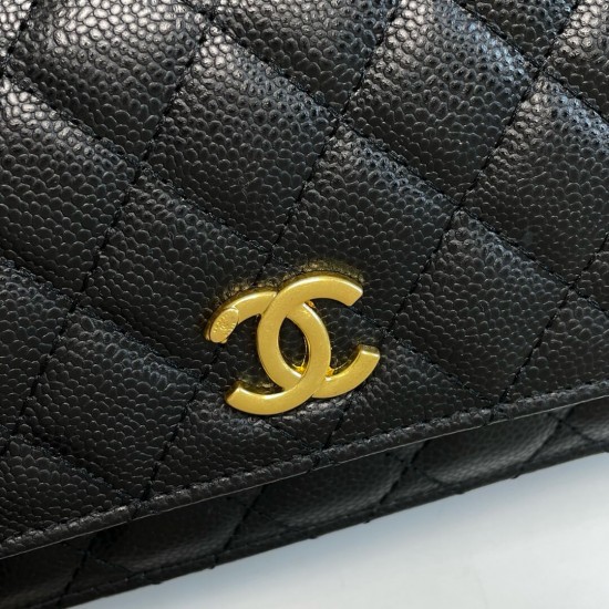 Chanel 22S Quilted Caviar Top Handle Wallet On Chain