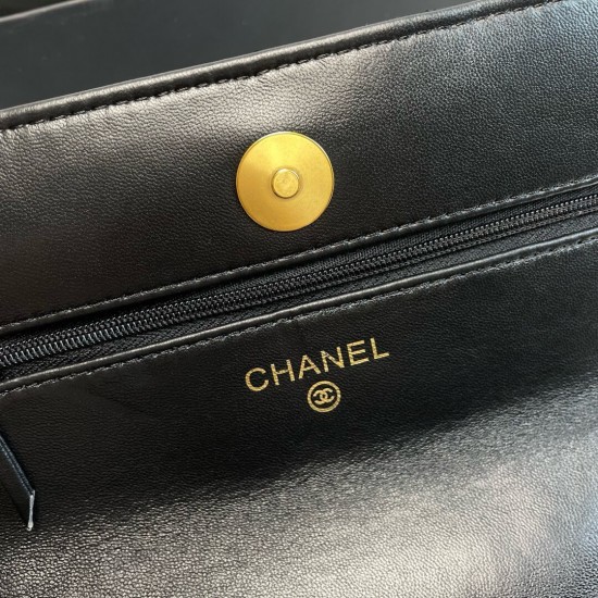 Chanel 22S Quilted Caviar Top Handle Wallet On Chain