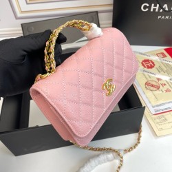 Chanel 22S Quilted Caviar Top Handle Wallet On Chain