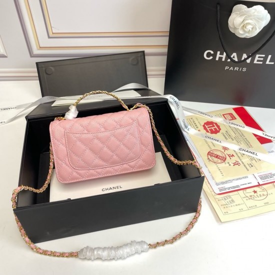 Chanel 22S Quilted Caviar Top Handle Wallet On Chain