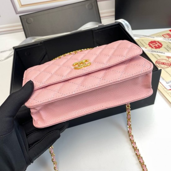 Chanel 22S Quilted Caviar Top Handle Wallet On Chain