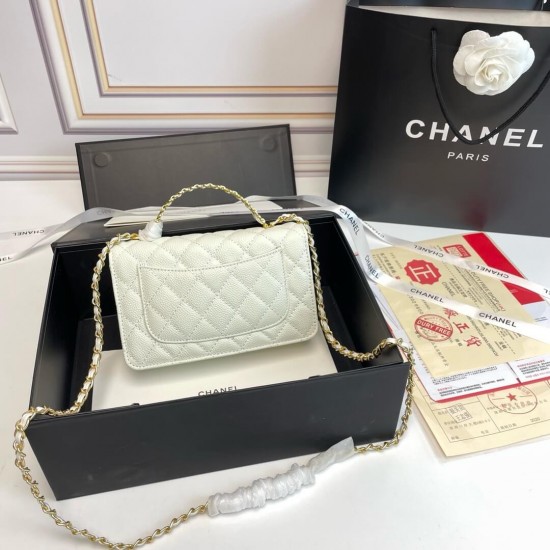 Chanel 22S Quilted Caviar Top Handle Wallet On Chain