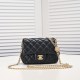 Chanel 23s Quilted Leather Mini Square Charm Strap Flap Bag