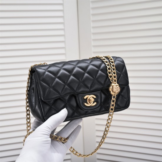 Chanel 23s Quilted Leather Medium Square Charm Strap Flap Bag