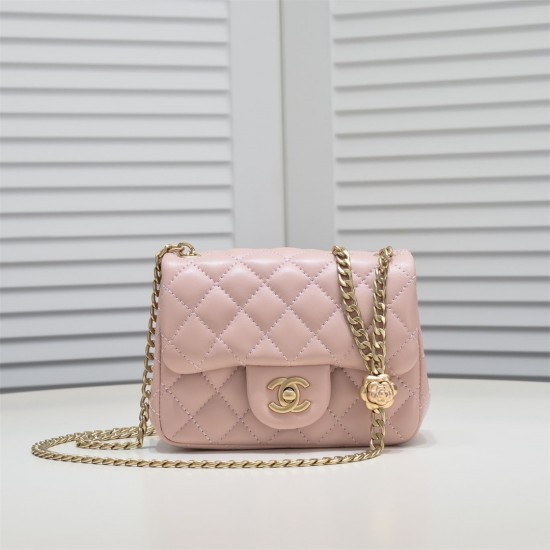 Chanel 23s Quilted Leather Mini Square Charm Strap Flap Bag