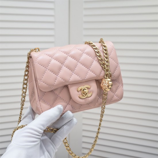 Chanel 23s Quilted Leather Mini Square Charm Strap Flap Bag