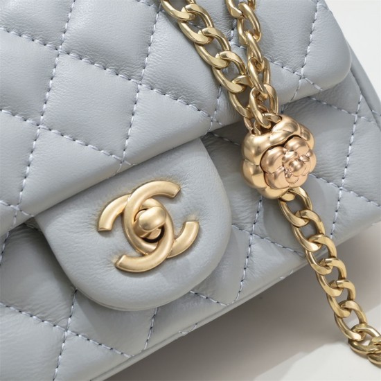 Chanel 23s Quilted Leather Mini Square Charm Strap Flap Bag