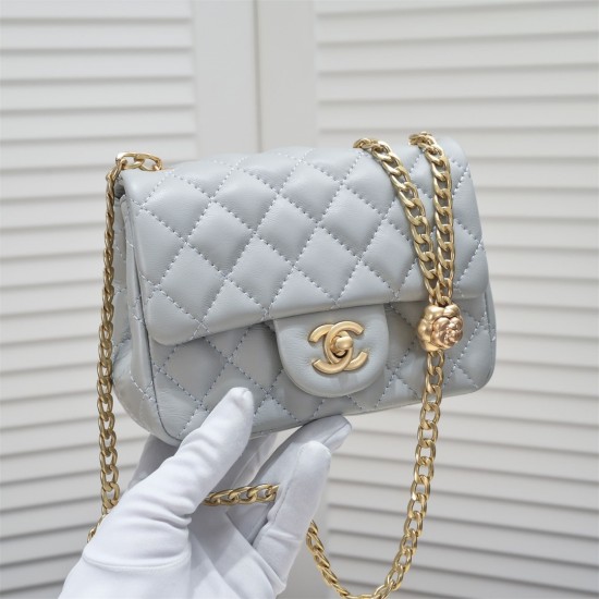 Chanel 23s Quilted Leather Mini Square Charm Strap Flap Bag