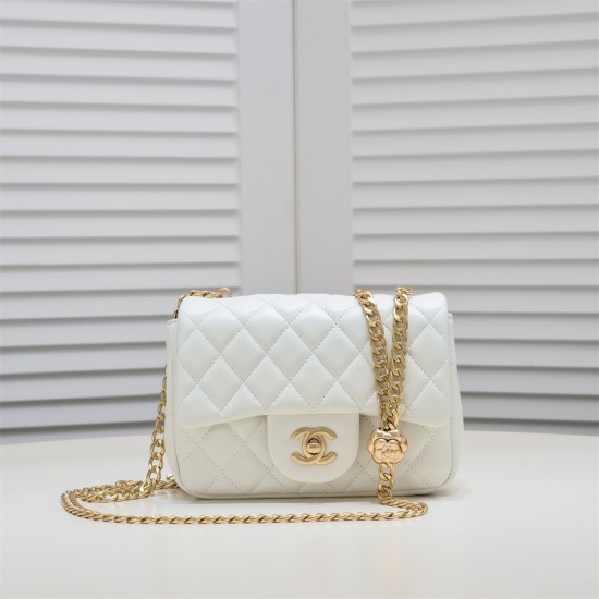 Chanel 23s Quilted Leather Mini Square Charm Strap Flap Bag