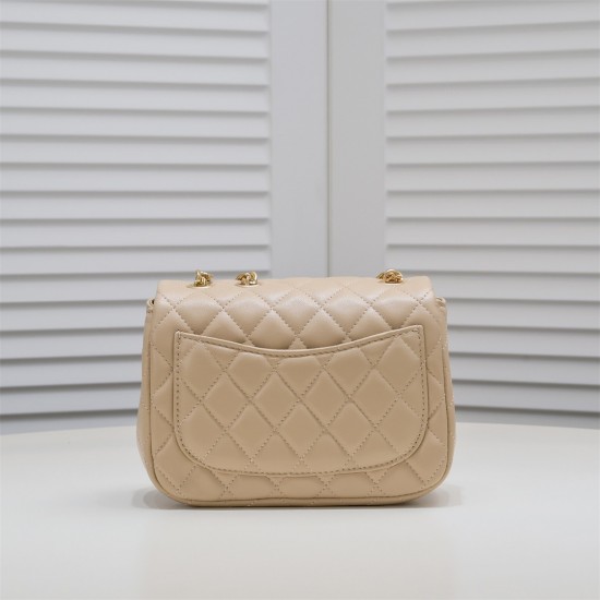 Chanel 23s Quilted Leather Mini Square Charm Strap Flap Bag