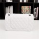 Chanel Classic Double Flap Quilted Caviar Medium Bag - White with Silver Hardware