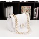 Chanel Classic Double Flap Quilted Caviar Medium Bag - White with Gold Hardware