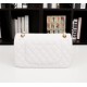 Chanel Classic Double Flap Quilted Caviar Medium Bag - White with Gold Hardware