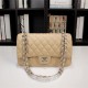 Chanel Classic Double Flap Quilted Caviar Medium Bag - Yellow with Silver Hardware