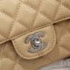 Chanel Classic Double Flap Quilted Caviar Medium Bag - Yellow with Silver Hardware